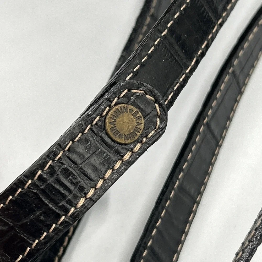Vtg BRAHMIN Cheetah Print Calf Hair Black Italian Leather Croc Purse Bag 90's - Picture 13 of 14